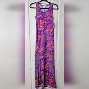 Women's LuLaRoe Dani Dress, Sleeveless Maxi Tank Top Dress, Purple Multi, XS